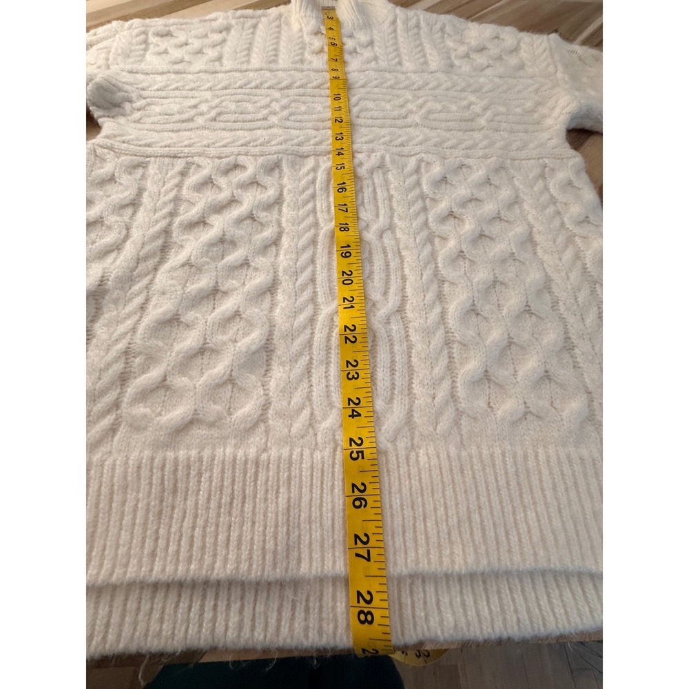 VTG Y2K Fisherman Chunky Cable Knit Turtleneck Sweater S Abercrombie Fitch Ivory - Picture 6 of 6